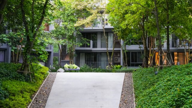 Green city concept, Condo building with nature green, Nature Green park, Green garden of hotel.